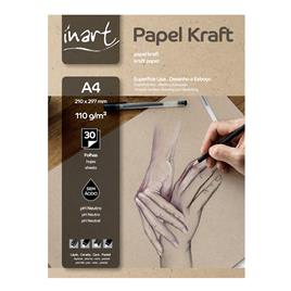 INART Bloco Papel Kraft, A4, 110 g/m2, 30 Folhas