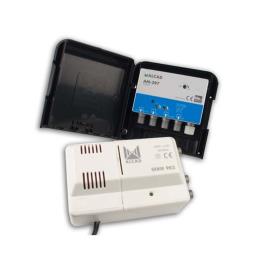 Kit Amplificador de Mastro UHF Alcad - 32dB - 3 Entradas - AM-397 - c/ Fonte de Alimentação - 9030202