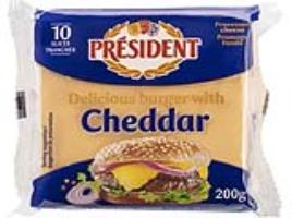 Queijo Fundido Cheddar President 10 Fatias 200g