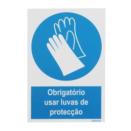 Sinal de Obrigatório Luvas Proteção PVC Opaco