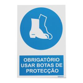 Sinal de Obrigatório Uso Botas Proteção PVC Opaco