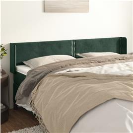 vidaXL Cabeceira de cama c/ abas veludo 183x16x78/88cm verde-escuro