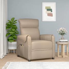 vidaXL Poltrona de massagens elevatória couro artificial cappuccino