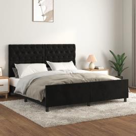 vidaXL Estrutura de cama c/ cabeceira 160x200 cm veludo preto