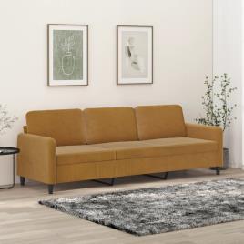 vidaXL Sofá de 3 lugares 210 cm veludo castanho
