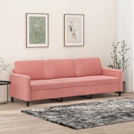 vidaXL Sofá de 3 lugares 210 cm veludo rosa