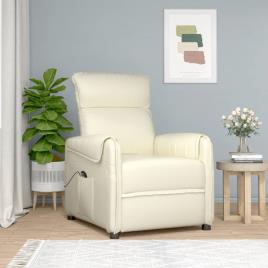 vidaXL Poltrona elevatória couro artificial cor creme