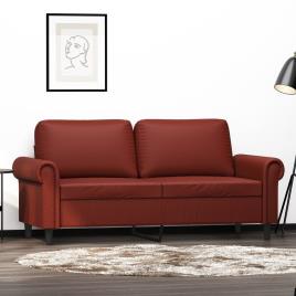 vidaXL Sofá de 2 lugares 140 cm couro artificial vermelho tinto