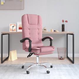 vidaXL Cadeira de massagens reclinável p/ escritório veludo rosa