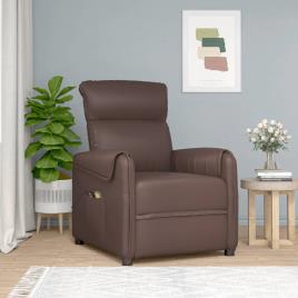 vidaXL Poltrona de massagens elevatória couro artificial castanho