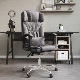 vidaXL Cadeira massagens escritório reclinável couro artificial cinza