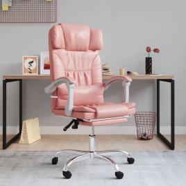 vidaXL Cadeira escritório massagens reclinável couro artificial rosa