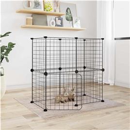 vidaXL Gaiola p/ animais de 12 painéis c/porta 35x35 cm aço preto