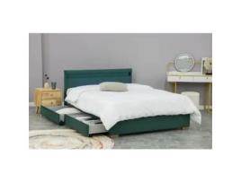 Estrutura De Cama CONCEPT U De Veludo Verde Com LED De Armazenamento E Integrado - 140X190 Cm Enfield