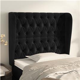 vidaXL Cabeceira de cama c/ abas veludo 93x23x118/128 cm preto