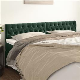 vidaXL Cabeceira de cama 2 pcs veludo 90x7x78/88 cm verde-escuro