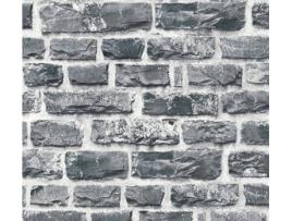 Papel de Parede A.S. CRÉATION (53 cm x 10,05 m - Tecido - Cinzento)