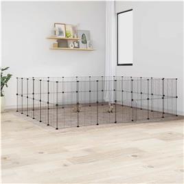 vidaXL Gaiola p/ animais de 52 painéis c/porta 35x35 cm aço preto