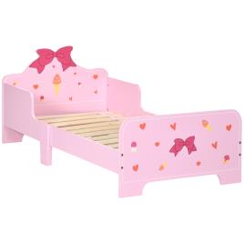 ZONEKIZ Cama para Crianças de 3-6 Anos 143x74x59cm Cama Infantil de Madeira com Barreiras de Proteção Rosa   Aosom Portugal