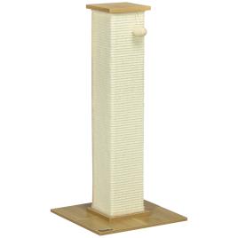 PawHut Poste Arranhador para Gatos com Poste de Sisal e Bola Suspensa para Interior 38x38x80cm Carvalho   Aosom Portugal