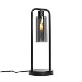 Moderne tafellamp zwart met smoke glas - Stavelot