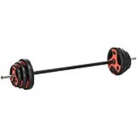 SPORTNOW Conjunto de Barra de Pesos com Discos Conjunto de Musculação com  Discos 1,25kg 2,5kg e 5kg 140x17x17cm Preto e Vermelho   Aosom Portugal