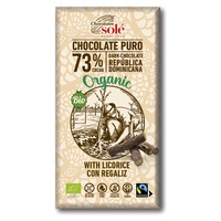 Chocolate amargo 73% com alcaçuz 100 g (Baunilha - Alcaçuz - Cacau) - Chocolates Sole