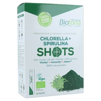 Chlorella+Spirulina Raw 20 Shots. Bio Sg Vegan 44 g - Biotona