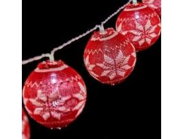 Grinalda de Esferas LED 2 m Ø 6 cm Vermelho Branco