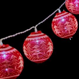 Grinalda de Esferas LED 2 m Árvore de Natal Ø 6 cm Vermelho Branco