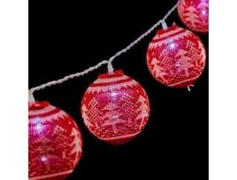 Grinalda de Esferas LED 2 m Árvore de Natal Ø 6 cm Vermelho Branco