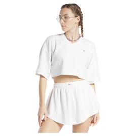 Reebok Classics Natural Dye Towel Terry Crop Short Sleeve T-shirt Branco M Mulher