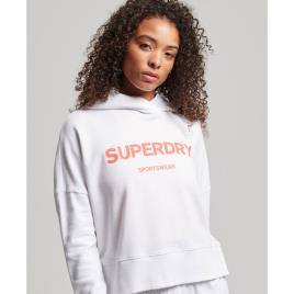 Superdry Code Core Sport Crop Box Hoodie Branco XS Mulher