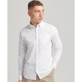 Superdry Cotton Oxford Long Sleeve Shirt Branco L Homem