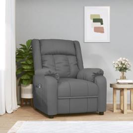 vidaXL Poltrona reclinável elétrica couro artificial cinzento