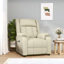 vidaXL Poltrona reclinável elétrica couro artificial cor creme