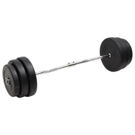 vidaXL Barra curl com discos 90 kg