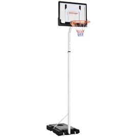 SPORTNOW Cesta de Basquetebol com Rodas Altura Ajustável 260-305cm com Tabela de PVC 90x83x310-360cm Branco   Aosom Portugal