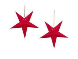 Conjunto de 2 Estrelas de Papel BELIANI Motti (18 x 45 x 45 - Papel - Vermelho)