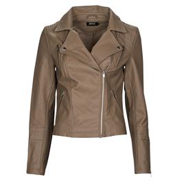 Only  Casacos de couro/imitação couro ONLGEMMA FAUX LEATHER BIKER  Castanho Disponível em tamanho para senhora. FR 34,FR 36,FR 38,FR 40,FR 42,FR 44.Mulher > Roupas > Casacos de couro
