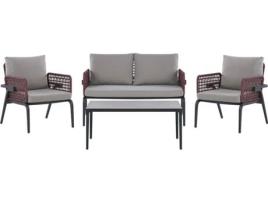 Conjunto de Jardim com 4 Lugares em Metal Cinzento e Preto Scaccia