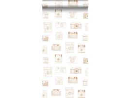 Papel de Parede ESTAHOME (0,53 x 10,05 m - Tecido - Castanho)