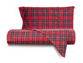 Conjunto de Edredão SMARTDECOHOME de 2 Peças 100% Algodão Cama de 90cm Tartan Rojo