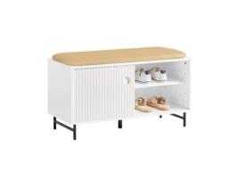 Banco de Sapateira SOBUY FSR116-W com Portas de Correr (Branco - 85x37x49 cm)