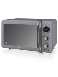Retro Microondas Digitais 20L, 5 Níveis de Potência, Função Descongelamento, Temporizador cinzento UNIQUE