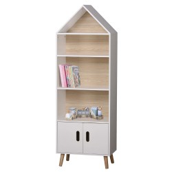 Estante com 5 Prateleiras e 2 Portas DREAM Branco e Carvalho