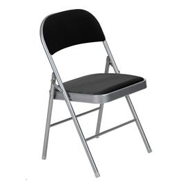 Cadeira Dobrável, Metal e Plástico, Preto e Cinzento