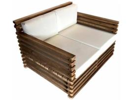 Sofá de Jardim CARMO WOOD Relax (Castanho - Madeira - 119x98x77 cm)
