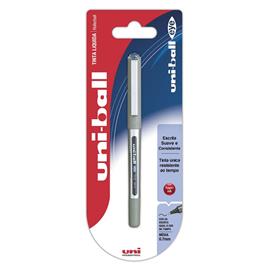 uni-ball Esferográfica Eye UB-157, Ponta Média de 0,7 mm, Corpo Prateado, Tinta Azul