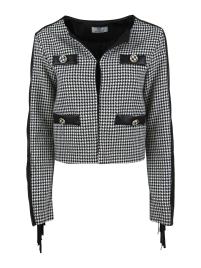 Influencer Casaco meia-estação ' Houndstooth '  preto / branco